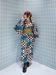 jouetieオリジナル】ローズチェッカーセパレート浴衣セット