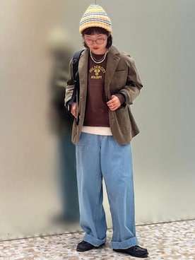 10ウェル コーデュロイ 3ボタン ジャケットを使った人気ファッション