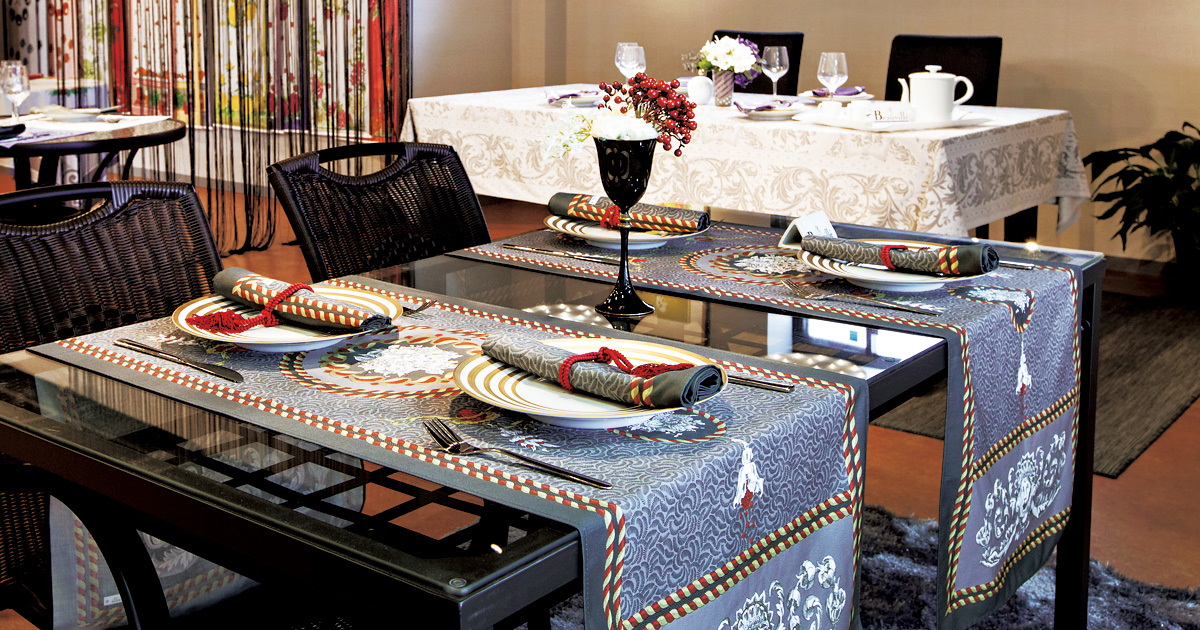 フランスのテーブルリネン「ボーヴィレ」のコレクションが一堂に