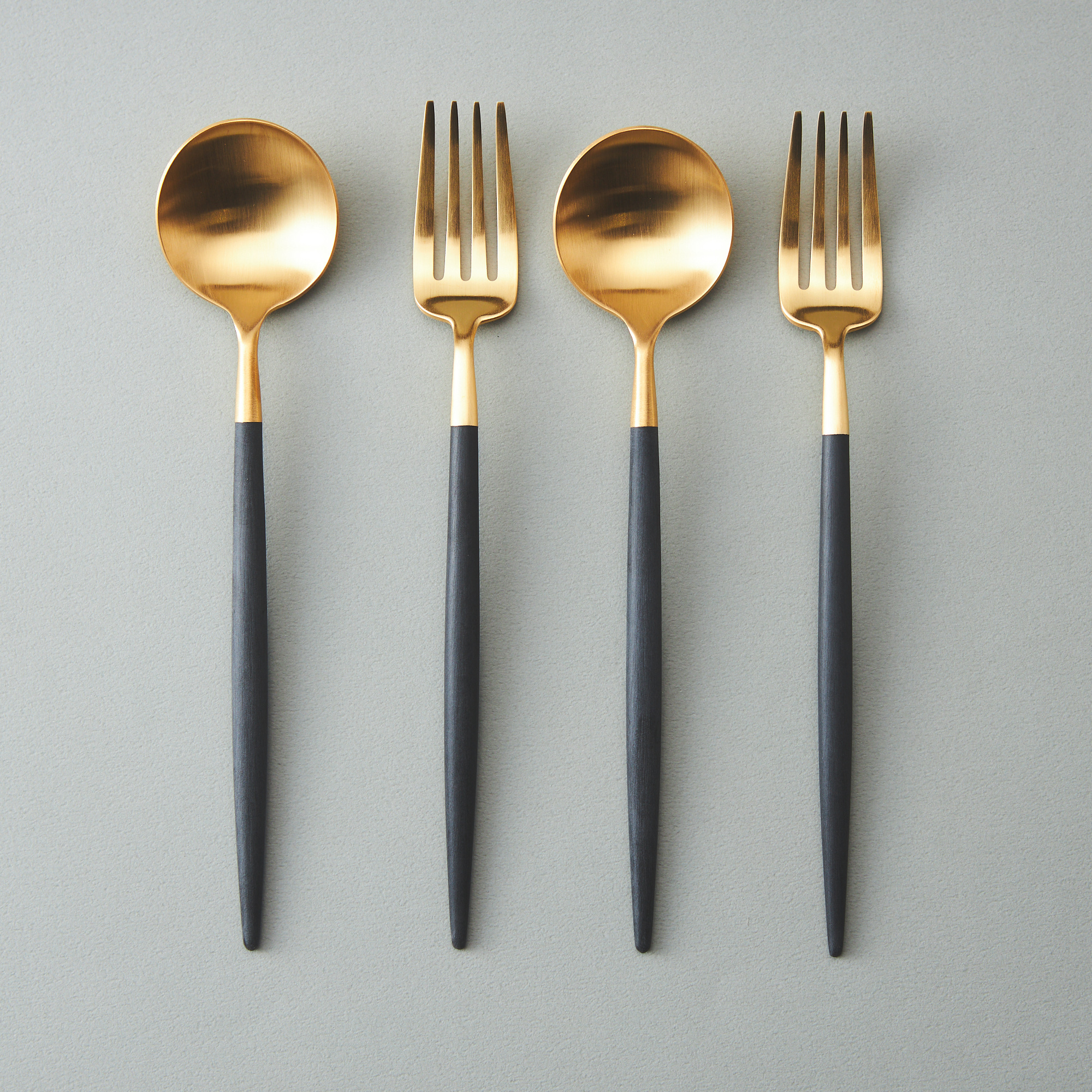 名入れ】クチポール ゴアブラック×ゴールド デザートペア4本セット