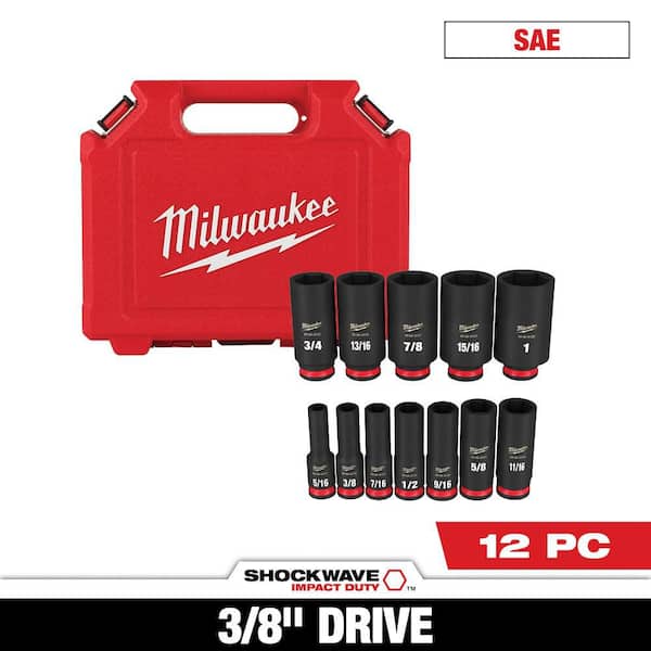Milwaukee SHOCKWAVE 3/8 in. Drive Deep Well 6 Point Impact Socket
