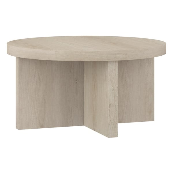 Meyer&Cross Elna 33 in. Alder White Round MDF Top Coffee Table