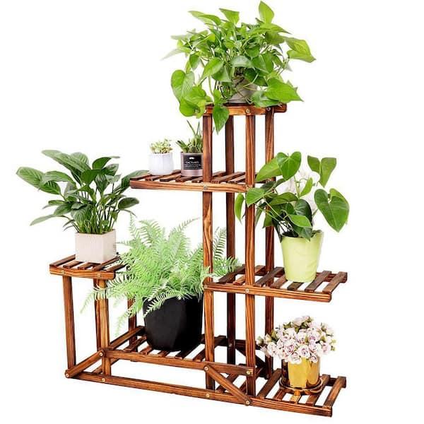 AESOME 6 Tiered Plant Stand 37.8 in. Tall, Wood Large Flower Pot