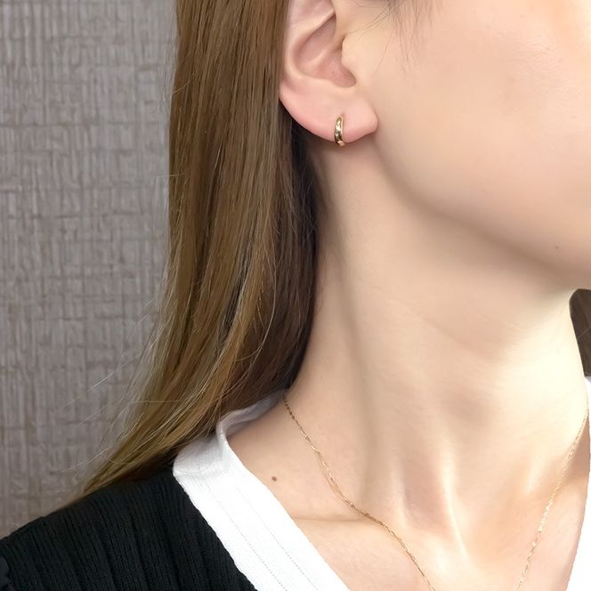 18金 フープ ピアス k18 片耳 フープピアス レディース 小さめ