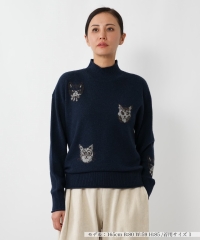 猫モチーフカシミヤニットプルオーバー【NEMIKA】|ネミカ | レリアン