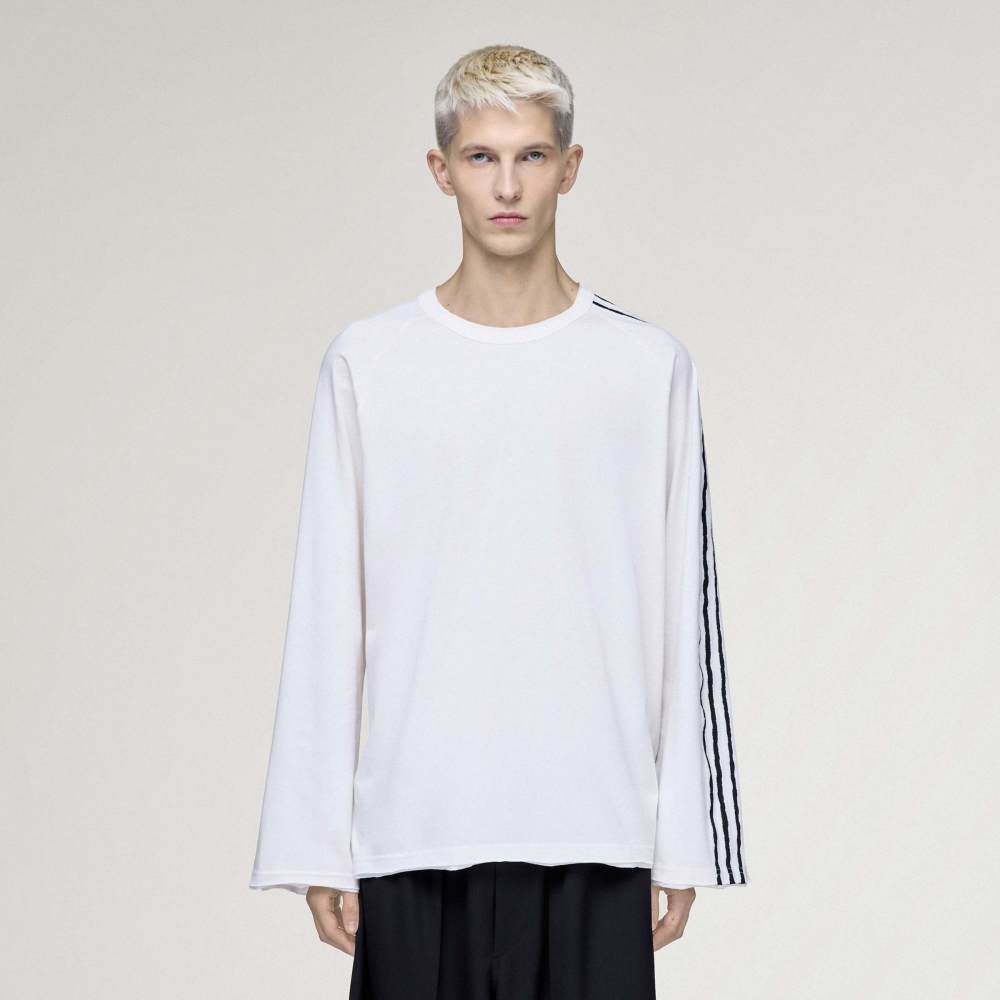 Y-3 RAW EDGE 3 STRIPES LONG SLEEVE TEE Y-3│Y-3 ワイスリー
