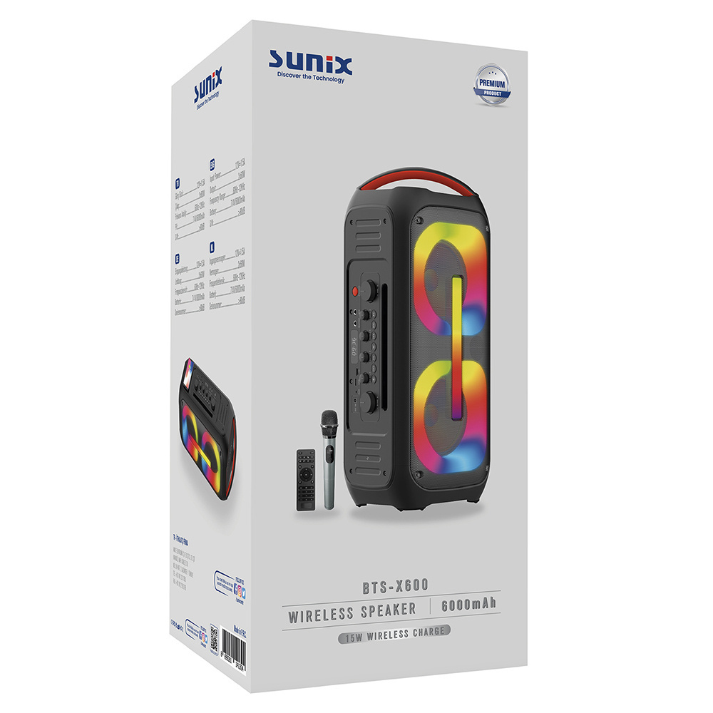 SUNIX 120W Çıkış Gücü 15W Wireless Şarj Ekolayzer TWS Mikrofon ve