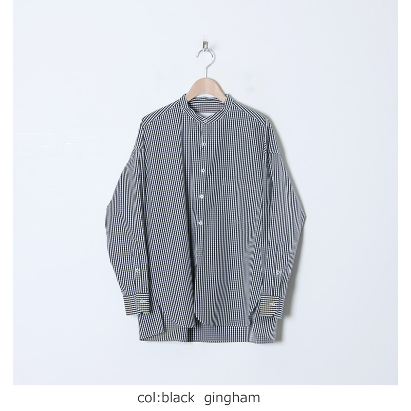 TICCA (ティッカ) ノーカラーシャツ stripe & check