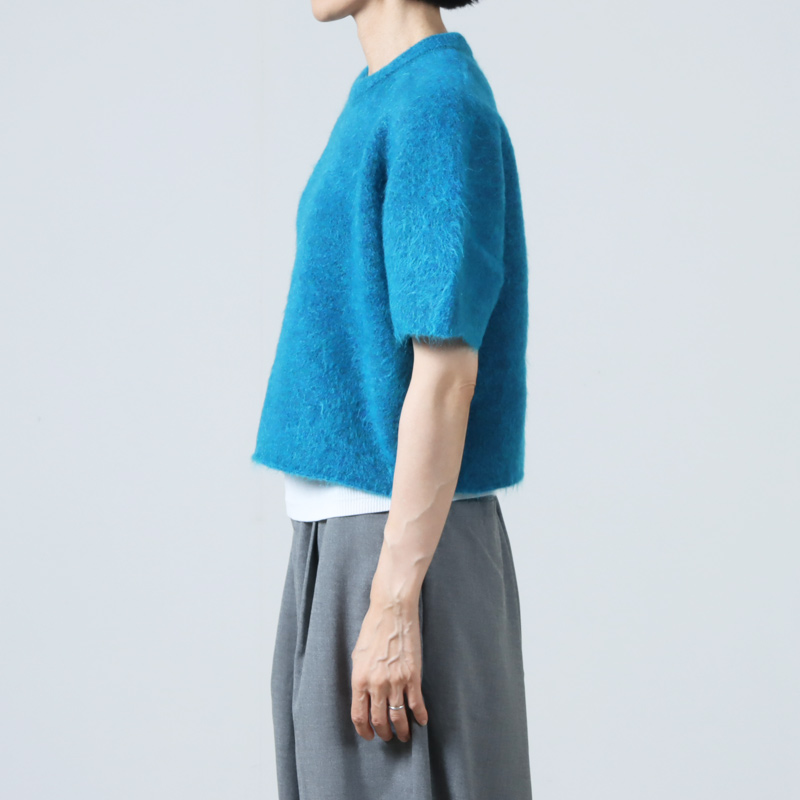 unfil (アンフィル) stretch superkid mohair short-sleeve sweater