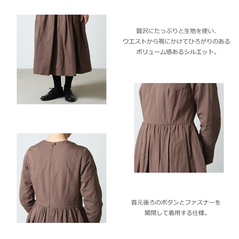 YAECA (ヤエカ) WRITE LONG SLEEVE TUCK DRESS / ライトロングスリーブ