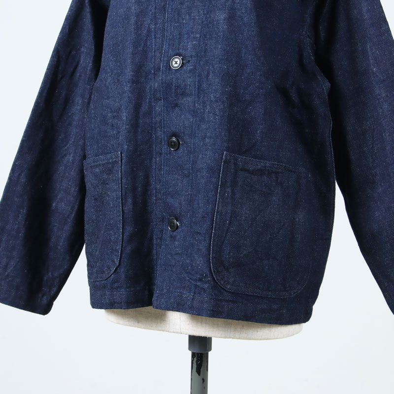 YAECA カバーオール Sサイズ ライトネイビー モールスキン調 YAECA