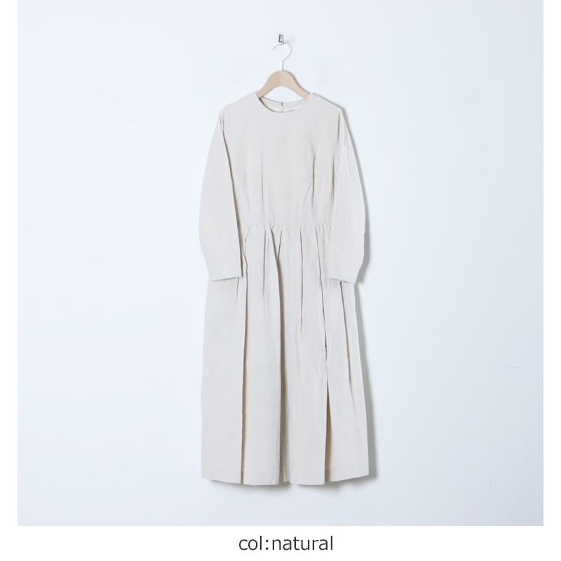YAECA (ヤエカ) WRITE LONG SLEEVE TUCK DRESS / ライトロングスリーブ