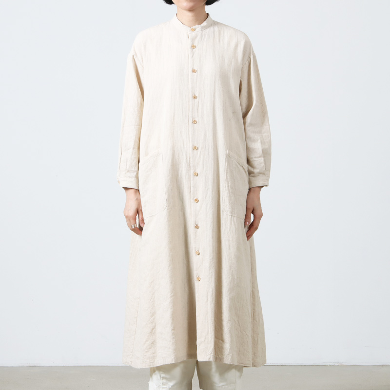 YAECA (ヤエカ) WRITE STAND COLLAR WORK SHIRT DRESS / ライト