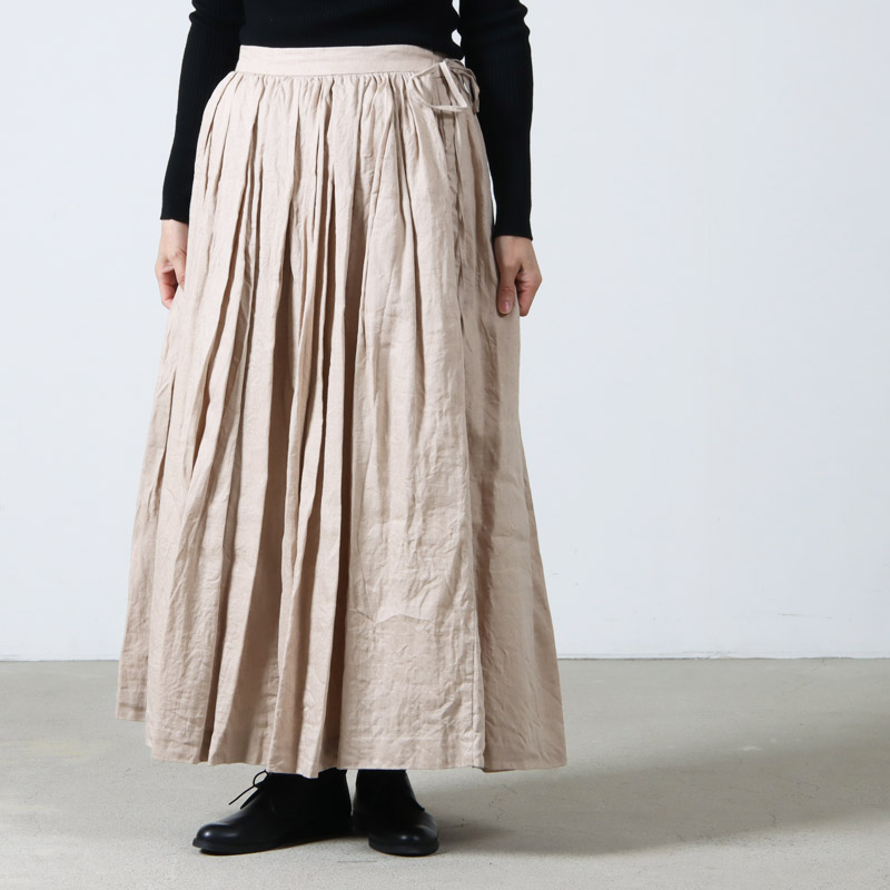 YAECA (ヤエカ) WRITE GATHER SKIRT COTTON LINEN / ギャザースカート