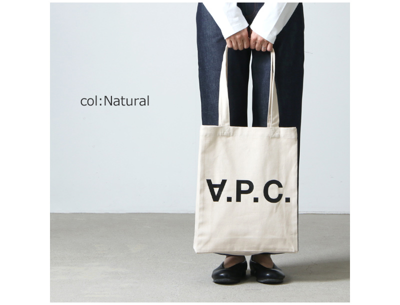 A.P.C. (アーペーセー) TOTE LAURE BLACK LOGO DENIM NATURAL / トート