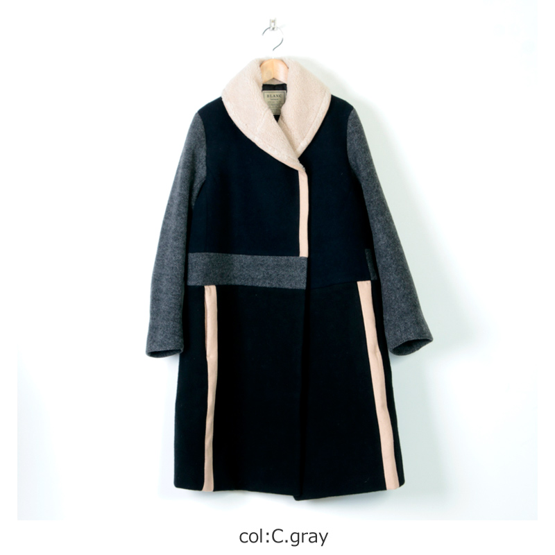 blanc basque (ブランバスク) ソフトメルトンカラーブロックコート