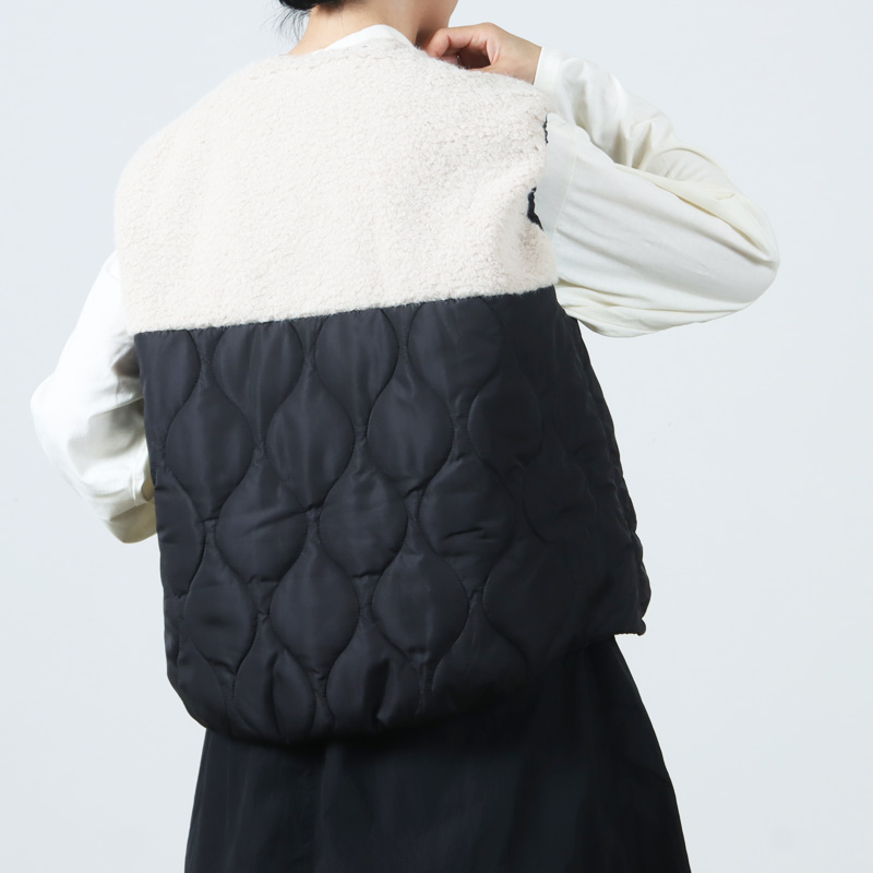 blanc basque (ブランバスク) キルティング×ボアショートベスト / ポリ