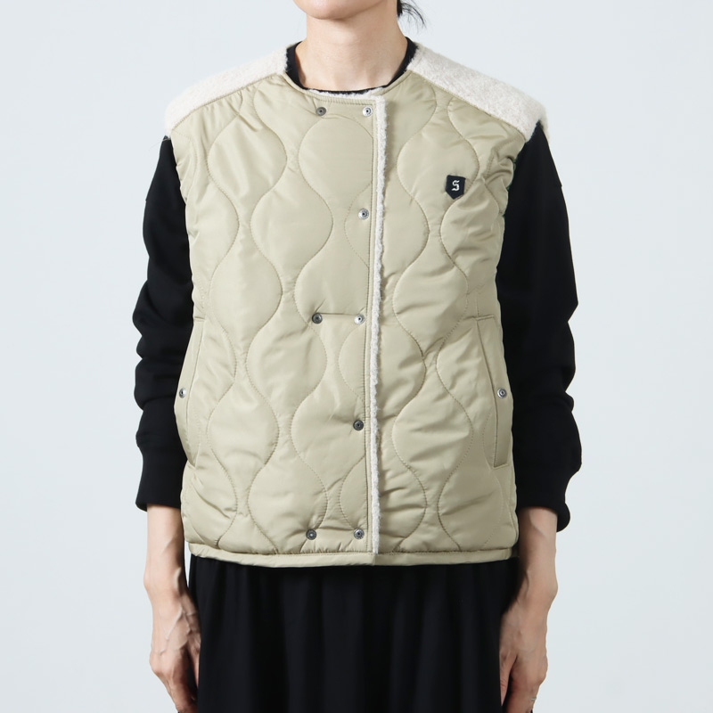 blanc basque (ブランバスク) キルティング×ボアショートベスト / ポリ