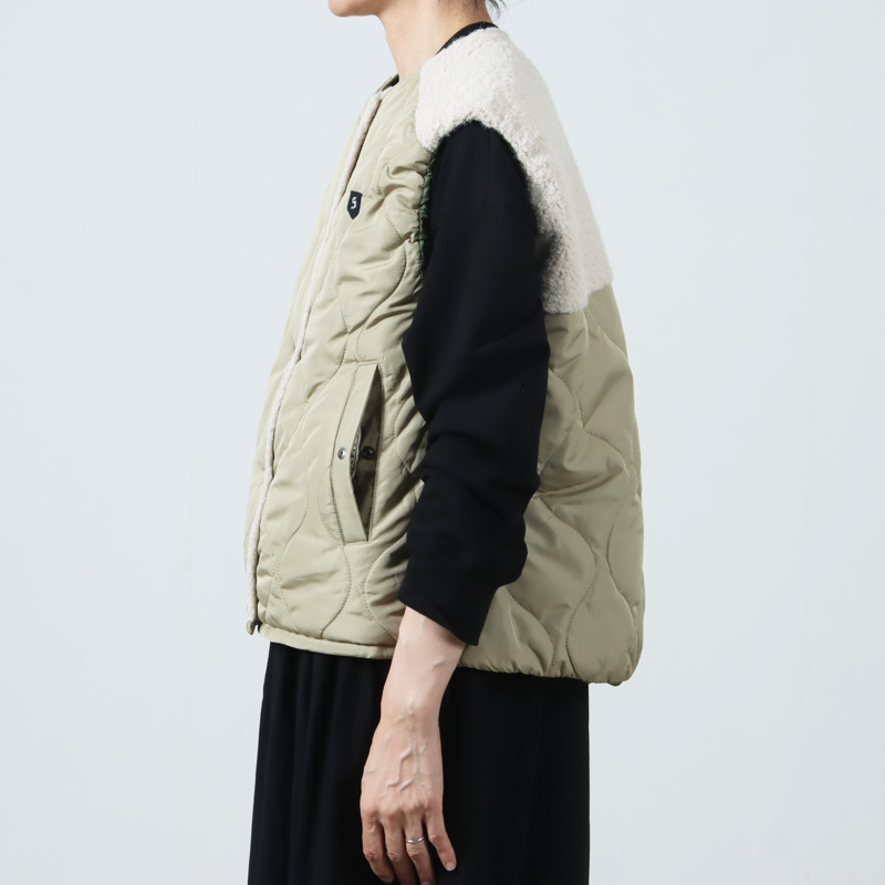 blanc basque (ブランバスク) キルティング×ボアショートベスト / ポリ