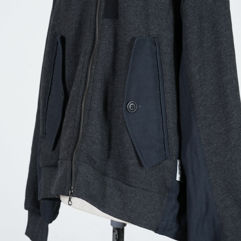 blanc basque (ブランバスク) 裏毛 x 布帛前開きARMYブルゾン