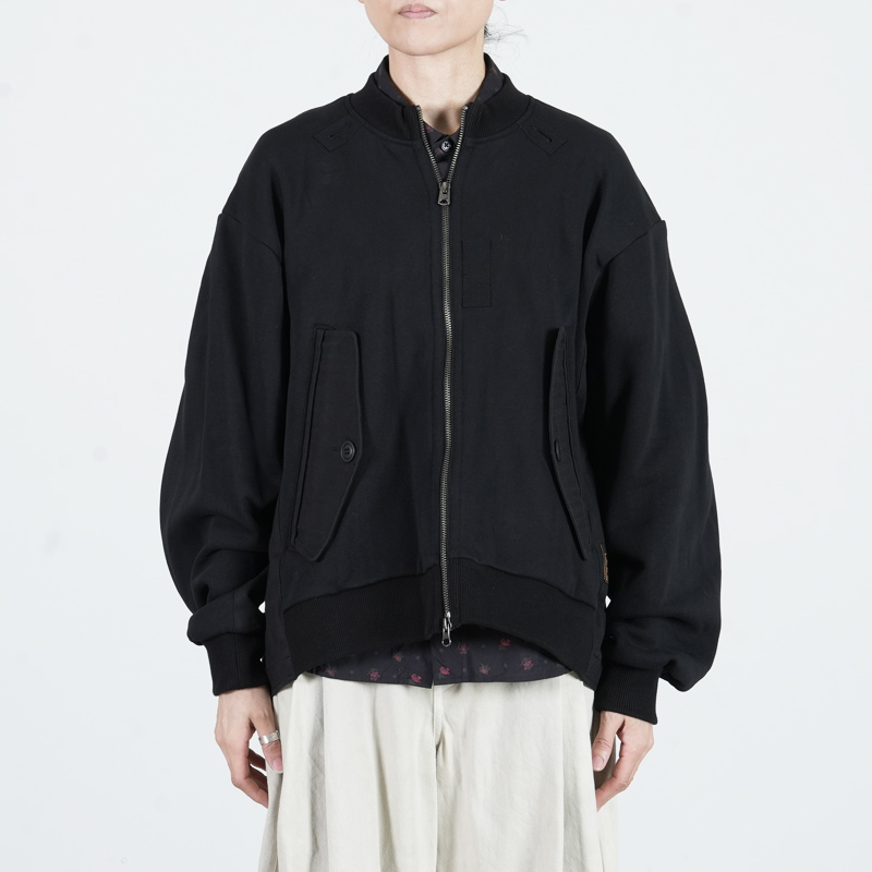 blanc basque (ブランバスク) 裏毛 x 布帛前開きARMYブルゾン