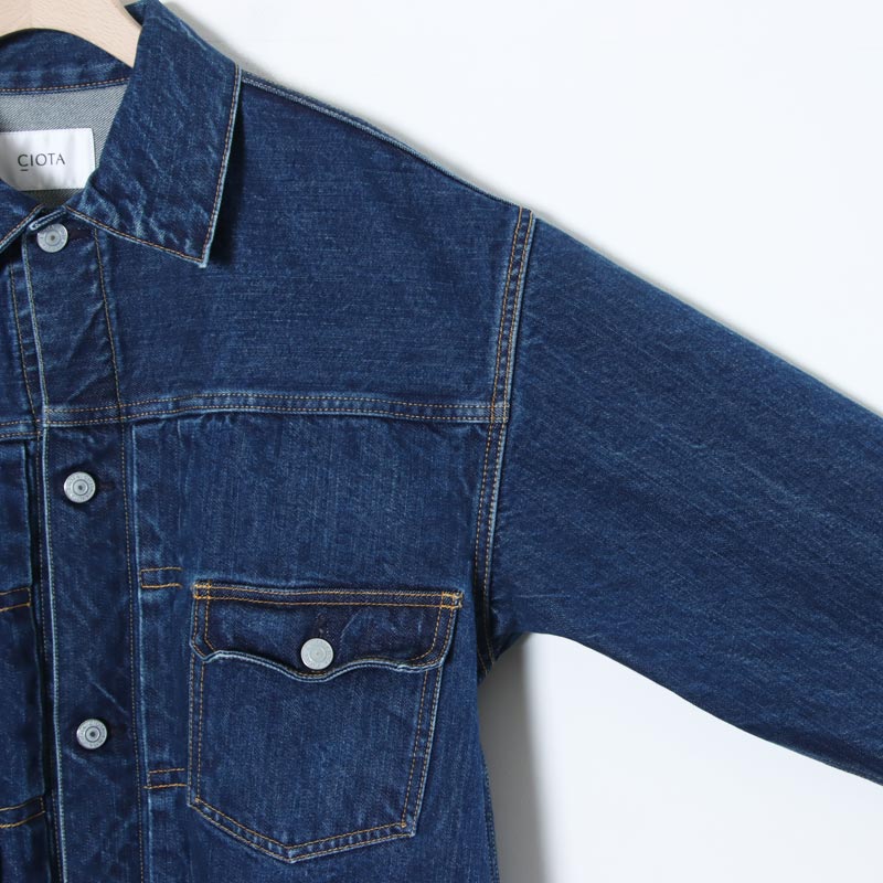 CIOTA (シオタ) Double Pocket Denim Jacket Dark Blue Damage