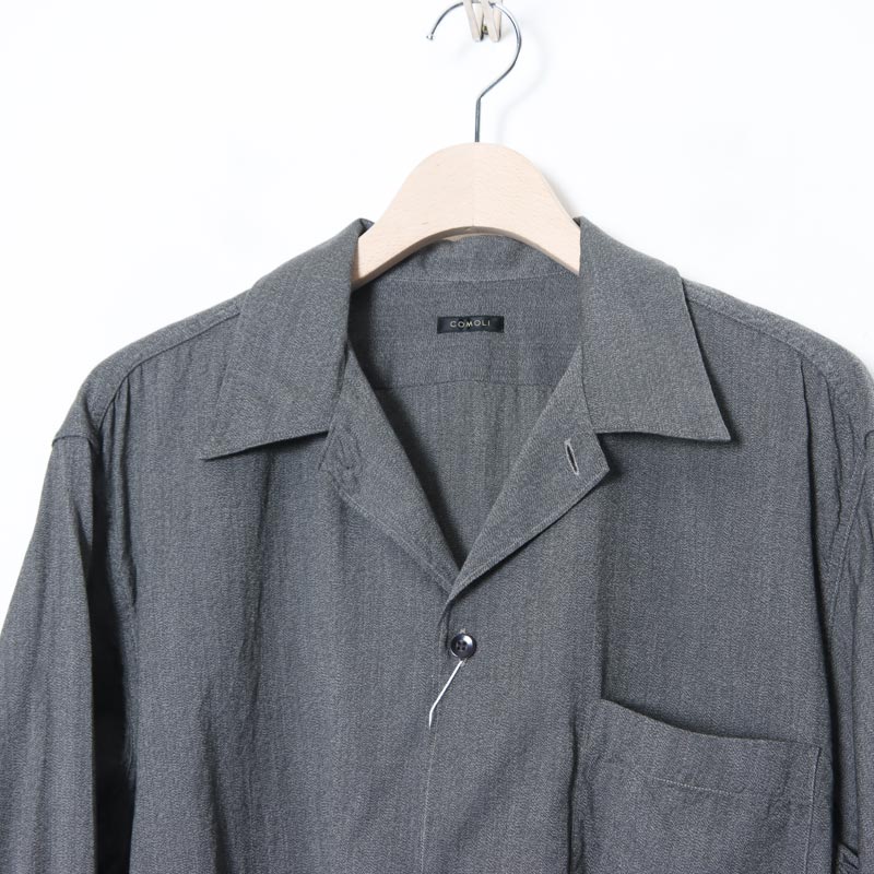 COMOLI (コモリ) ヨリ杢 オープンカラーシャツ