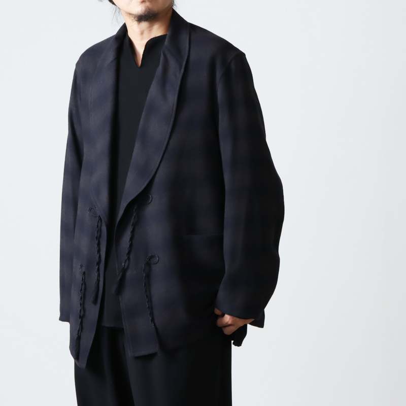 COMOLI (コモリ) ウールチェック ショールカラージャケット