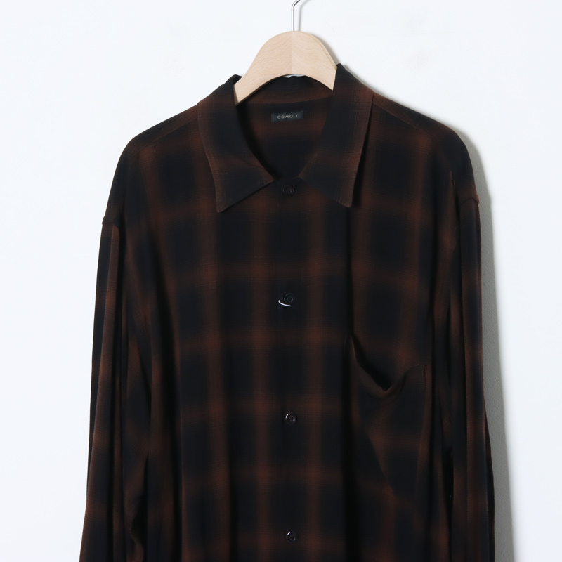 COMOLI (コモリ) レーヨン オープンカラーシャツ