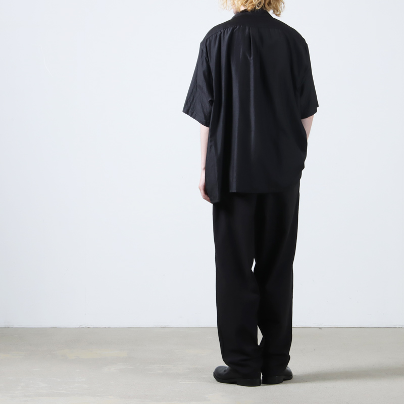 COMOLI (コモリ) ウールシルク 半袖オープンカラーシャツ