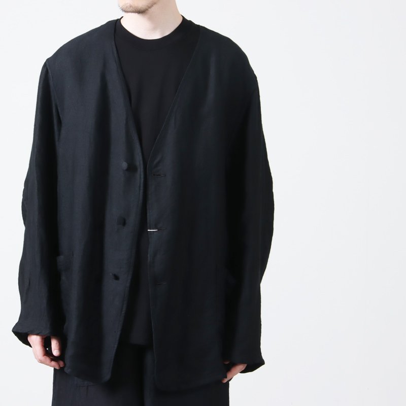 COMOLI (コモリ) リネンサテン ノーカラージャケット