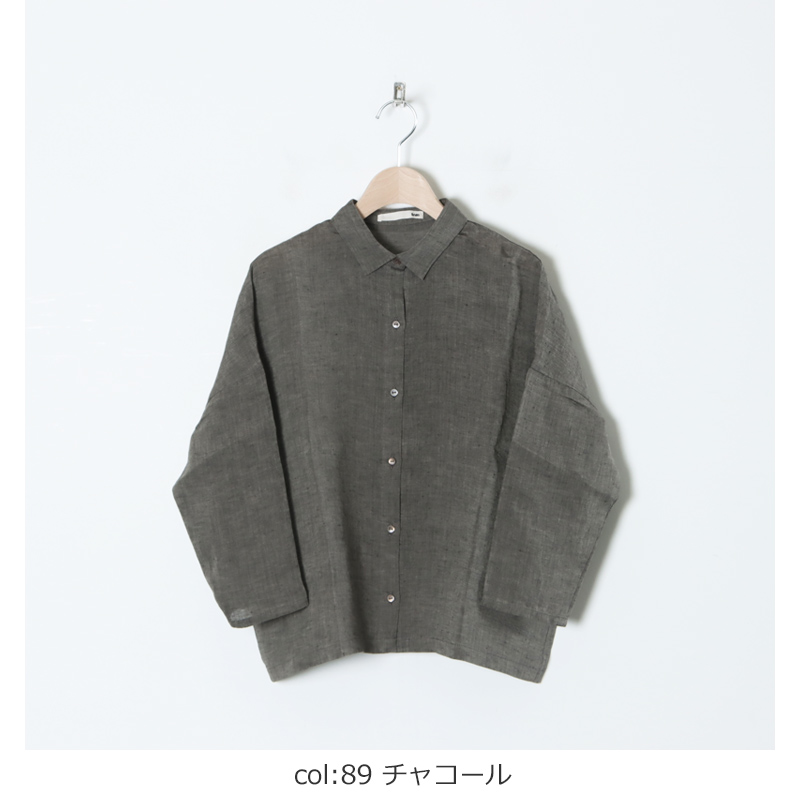 evameva コットン スタンドカラー スクエア シャツ evameva