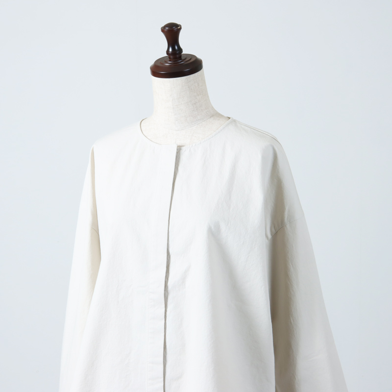 evameva (エヴァムエヴァ) cotton no collar shirt / コットンノー