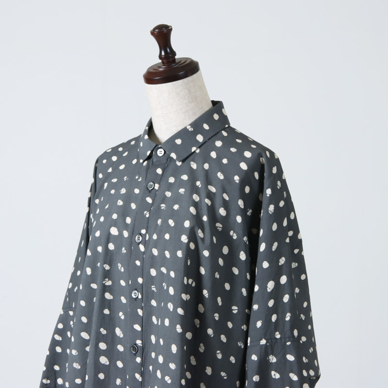 FACTORY (ファクトリー) ペルーコットン ドット柄 カジュアル半袖シャツ