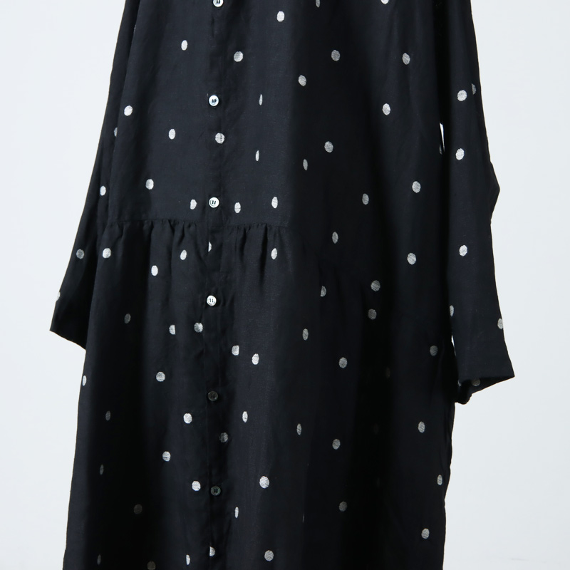 ICHI Antiquites (イチアンティークス) リネンドットギャザーワンピース