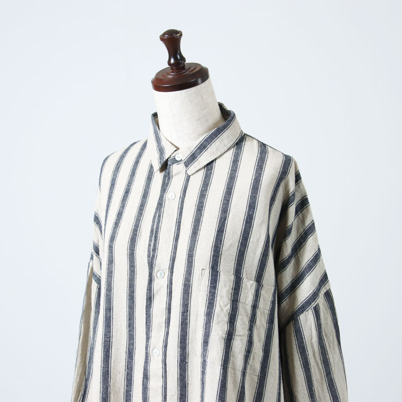 ICHI Antiquites (イチアンティークス) リネンコットンストライプシャツ