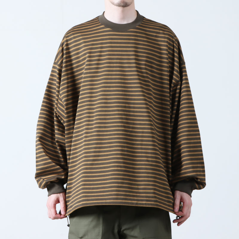 is-ness (イズネス) BALLOON STRIPES LONG SLEEVE T SHIRT / バルーン