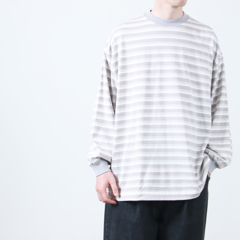 is-ness (イズネス) BALLOON STRIPES LONG SLEEVE T SHIRT / バルーン