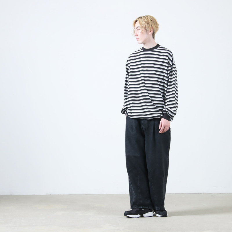 is-ness (イズネス) BALLOON STRIPES LONG SLEEVE T SHIRT / バルーン