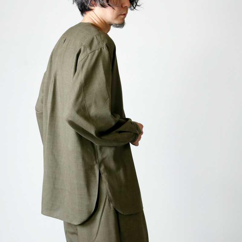 MARKAWARE (マーカウェア) NO COLLAR PULL OVER SHIRT / ノーカラー