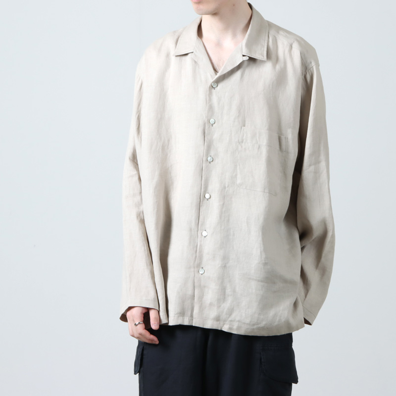 MARKAWARE (マーカウェア) HEMP SHIRTING OPEN COLLAR SHIRT L/S