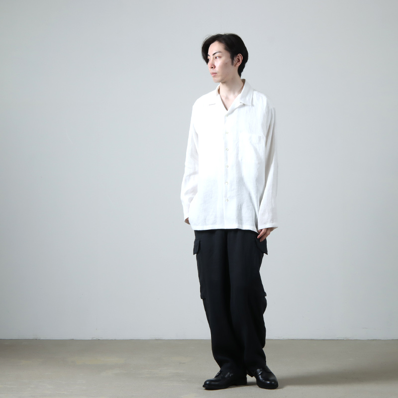 MARKAWARE (マーカウェア) HEMP SHIRTING OPEN COLLAR SHIRT L/S