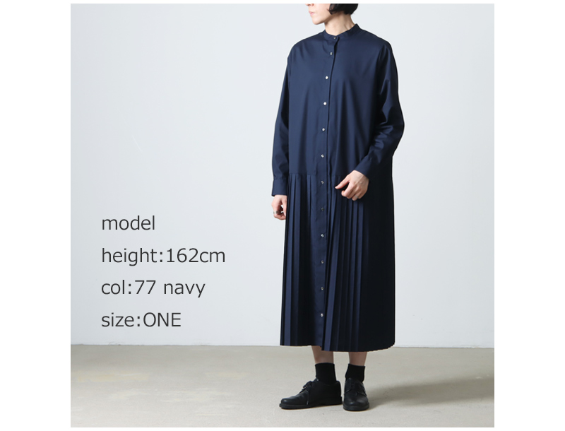 mizuiro ind (ミズイロインド) スタンドカラープリーツスカートワンピース