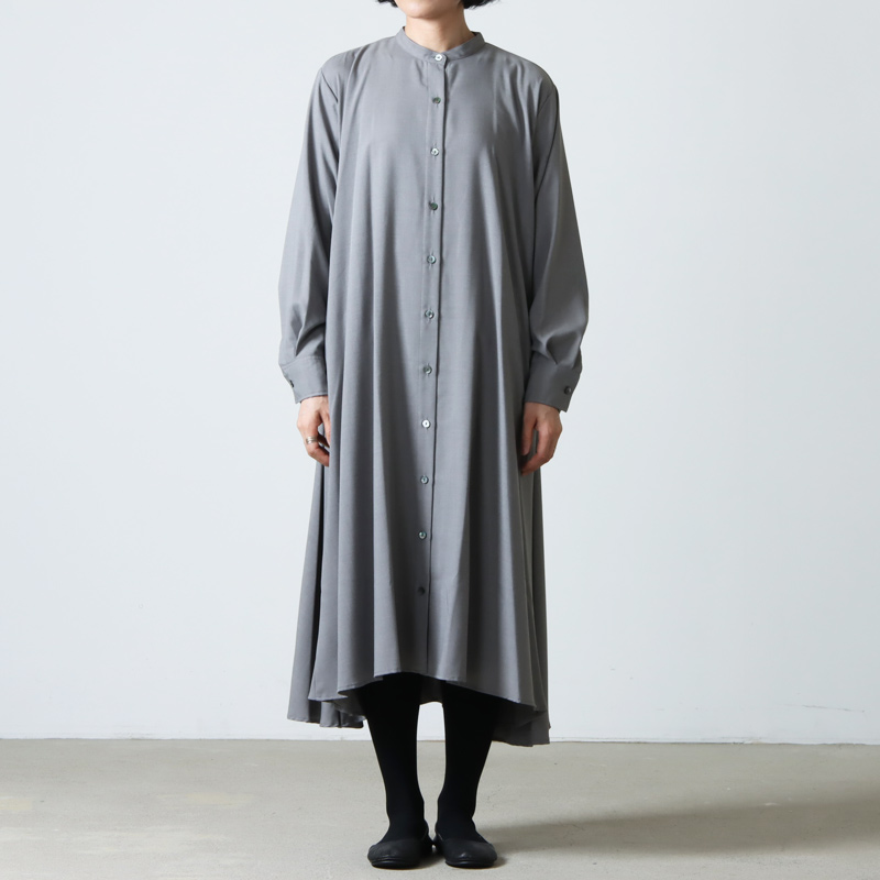 mizuiro ind (ミズイロインド) スタンドカラーフレアシャツワンピース