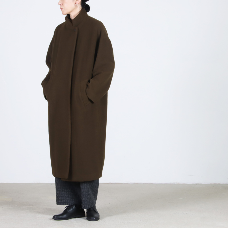 mizuiro ind (ミズイロインド) ウールブレンドスタンドカラーコート