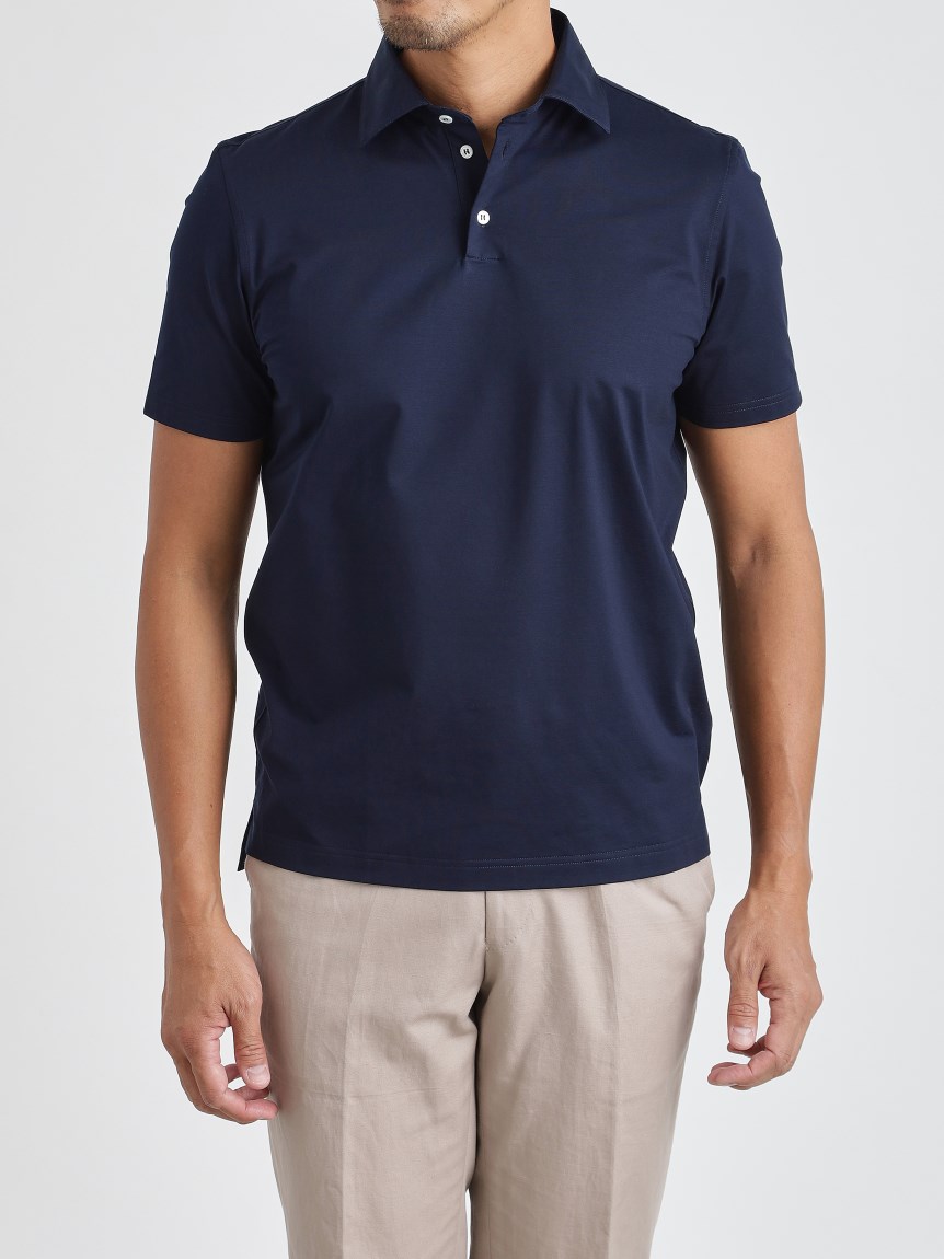 120/2ジャージー｜ネイビー（半袖ポロシャツ）｜CAMICIANISTA