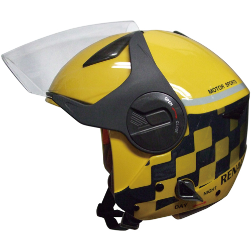 RN-999W ルノー Wシールドジェットヘルメット イエロー - バイク