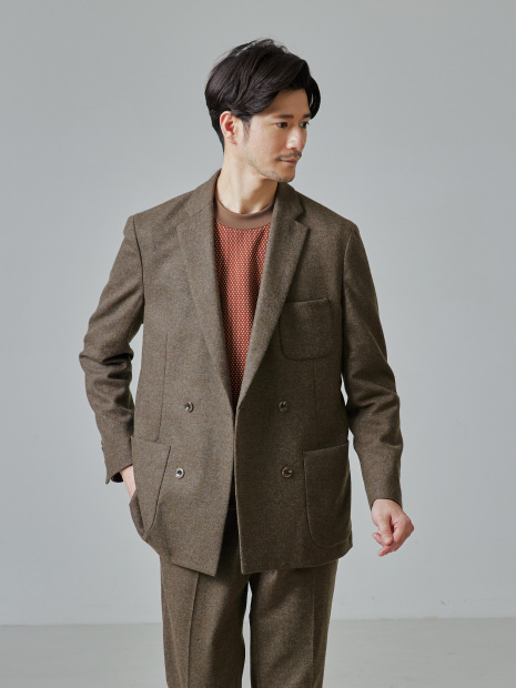 セットアップ対応】カシミヤ ブレンド ダブルジャケット｜OUTLET