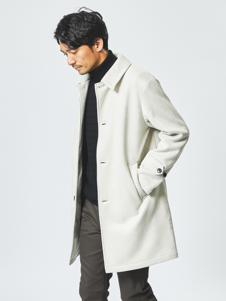 ネオスエード】裏フリース ステンカラーコート / バルマカーンコート