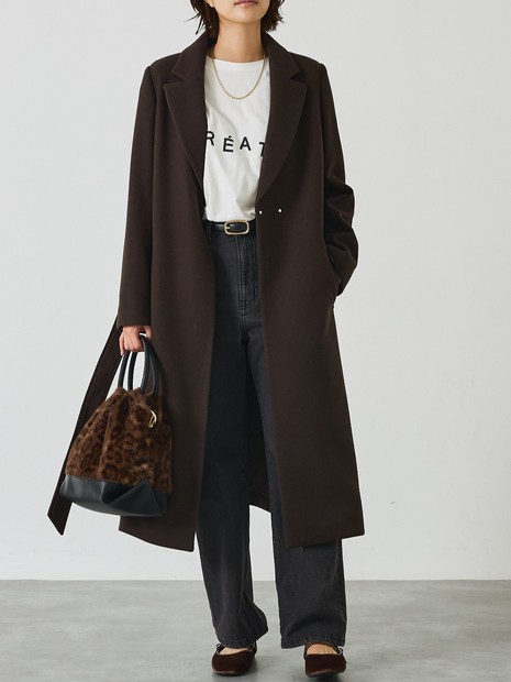 ロングセラー】ベルト付きロングコート｜abahouse mavie / アバハウス